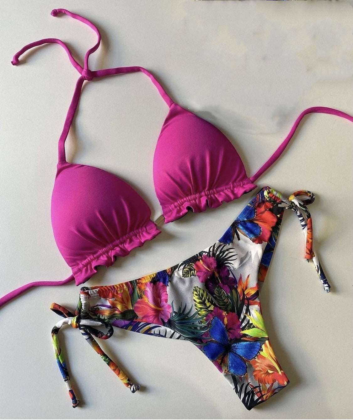 2023 Girls Ties Halter Brazilian Push Up Bikini Tassels Biquini Swimwear Strappy Bandage Swimsuit Beach Wear Bathing Suit Women S~XL 6210