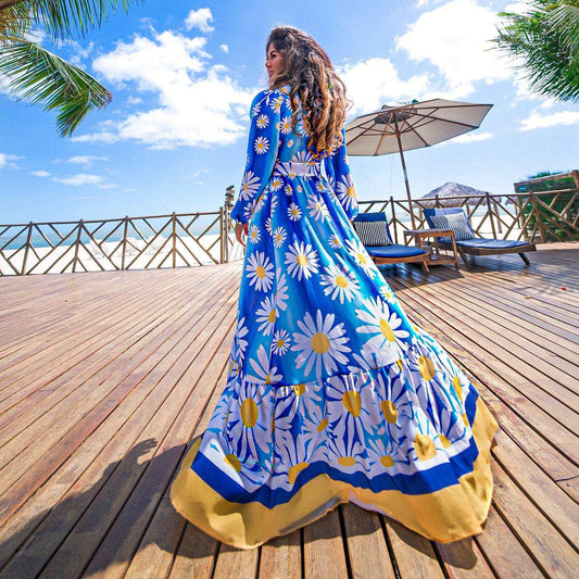 2023 Leaves Print Bikini Beach Cover up Tunics for Beach Long Kaftan Bikini Cover up Robe de Plage Sarong Beach Swimsuit cover-ups