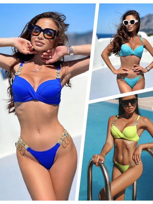 2023 New Sexy Crystal Diamond Bikini Female Swimsuit Women Swimwear Rhinestone Bikini set Brazilian Bathing Suit