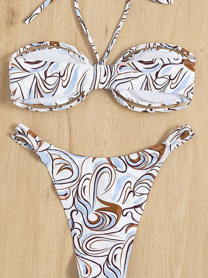 2023 Sexy Bikini String Swimsuit Women Biquini Floral Print Bikini Set Bathing Suit Women Swimwear Bikinis High Cut Beachwear