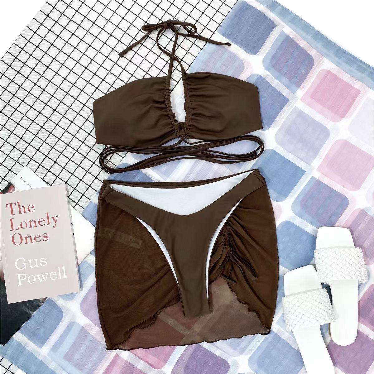2023 Sexy Halter Hollow Cross Bikinis Set Swimsuit Women's New Solid Two-Piece Swimwear Summer Beachwear Woman Bath Bathing Suit