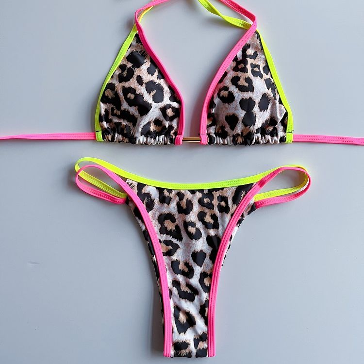 2023 Sexy Spliced Swimsuit Women Swimwear Tiger Stripe Print Micro Bikini Set Brazilian Biquinis Beach Bathing Suit ZY72008