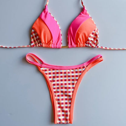 2023 Sexy Spliced Swimsuit Women Swimwear Tiger Stripe Print Micro Bikini Set Brazilian Biquinis Beach Bathing Suit ZY72003