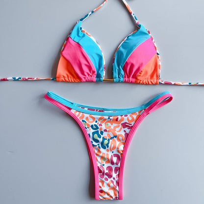 2023 Sexy Spliced Swimsuit Women Swimwear Tiger Stripe Print Micro Bikini Set Brazilian Biquinis Beach Bathing Suit ZY72002