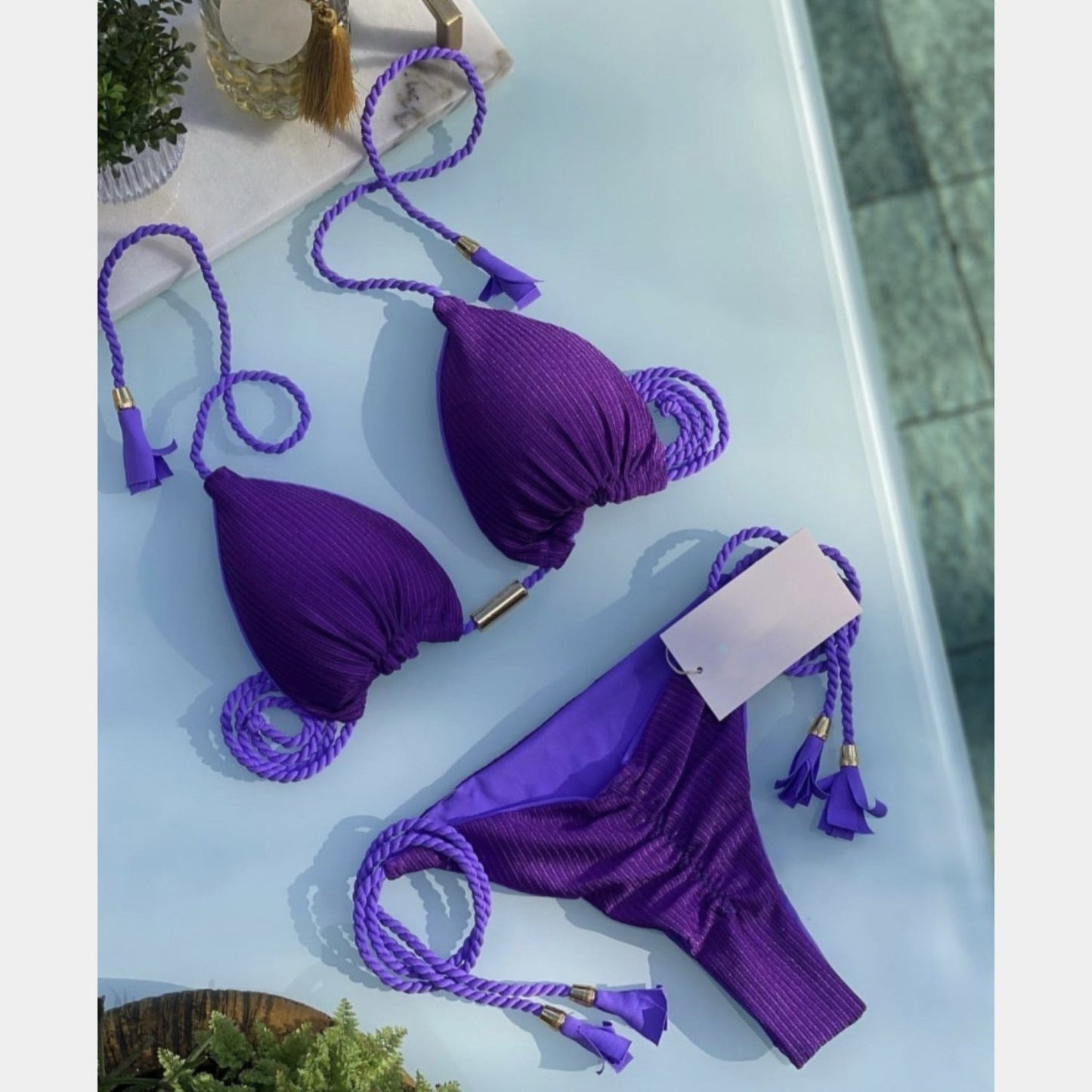 2023 Special Fabric Hand Woven Rope Swimwear Women Brazilian Bikini Set Sexy Thong Swimsuit Two Pieces Bathing Suit 8306