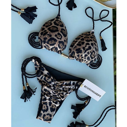 2023 Special Fabric Hand Woven Rope Swimwear Women Brazilian Bikini Set Sexy Thong Swimsuit Two Pieces Bathing Suit 8250