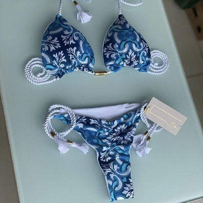 2023 Swimwear Sexy Dot Print Bikinis Set Women's Swimsuit Bandage Push Up Swim 2 Pieces Biquini Brazilian Beachwear Bathing Suit 8253