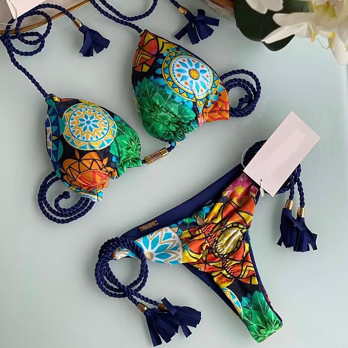 2023 Swimwear Sexy Dot Print Bikinis Set Women's Swimsuit Bandage Push Up Swim 2 Pieces Biquini Brazilian Beachwear Bathing Suit 8265