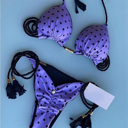 2023 Swimwear Sexy Dot Print Bikinis Set Women's Swimsuit Bandage Push Up Swim 2 Pieces Biquini Brazilian Beachwear Bathing Suit 8273