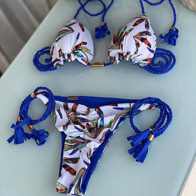 2023 Swimwear Sexy Dot Print Bikinis Set Women's Swimsuit Bandage Push Up Swim 2 Pieces Biquini Brazilian Beachwear Bathing Suit 8262