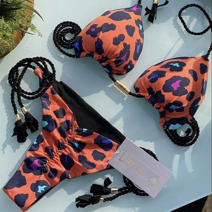 2023 Swimwear Sexy Dot Print Bikinis Set Women's Swimsuit Bandage Push Up Swim 2 Pieces Biquini Brazilian Beachwear Bathing Suit 8252