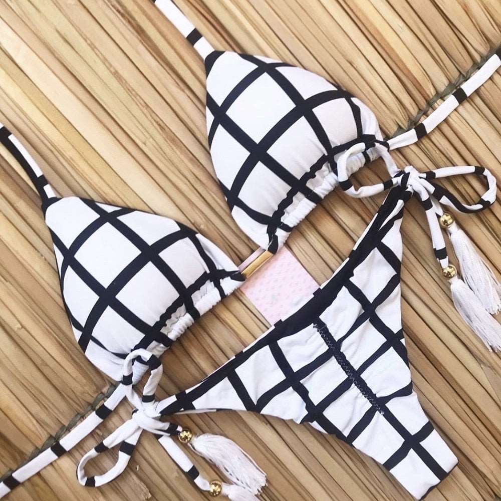 2023 Two-piece Women Brazilian Bikini set Summer Push up Swimwear Bathing Swim Suits String Halter Swimsuit Female Bandage Bikini Set DGZ