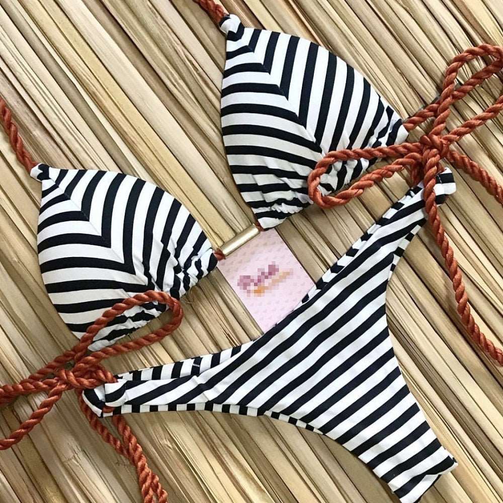 2023 Two-piece Women Brazilian Bikini set Summer Push up Swimwear Bathing Swim Suits String Halter Swimsuit Female Bandage Bikini Set K236