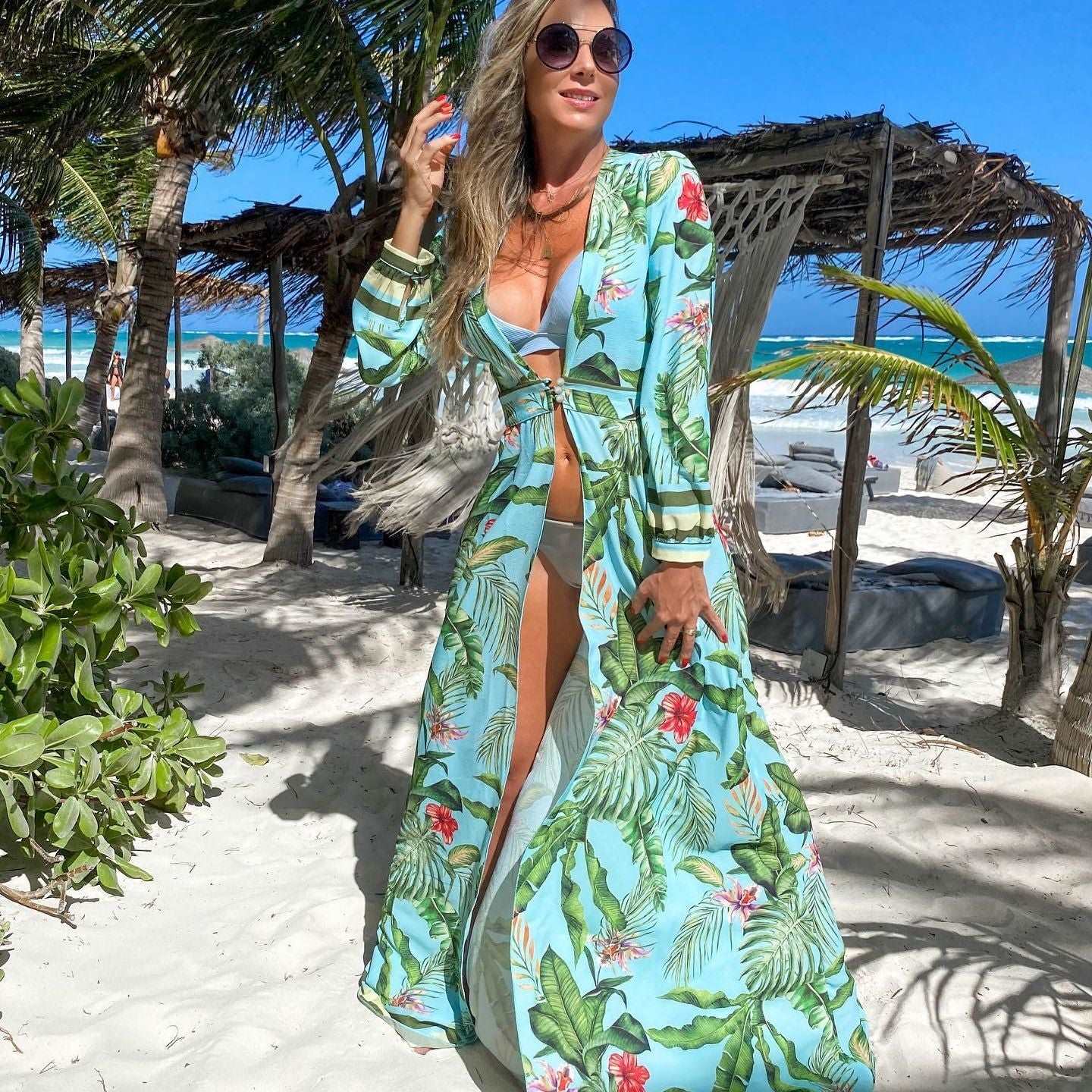 2023 Women Swimsuit Cover Up Sleeve Beach Tunic Dress Robe De Plage Solid White Cotton Pareo High Collar Beachwear TZ21133G50 One Size