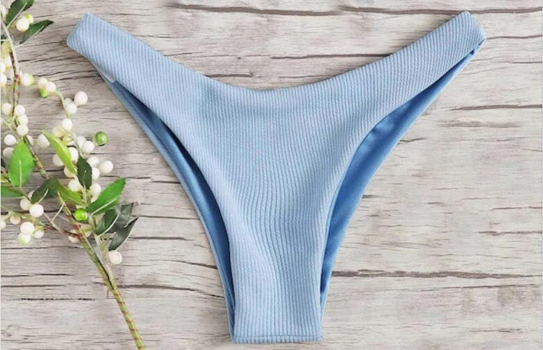 2023 Women's Sexy Tube Top Bow Split Bikini Swimsuit Swim trunks Swimming Suit For Women Biquini Traje De Bano Pants Bikini Badeanzug 01 Blue Bottom