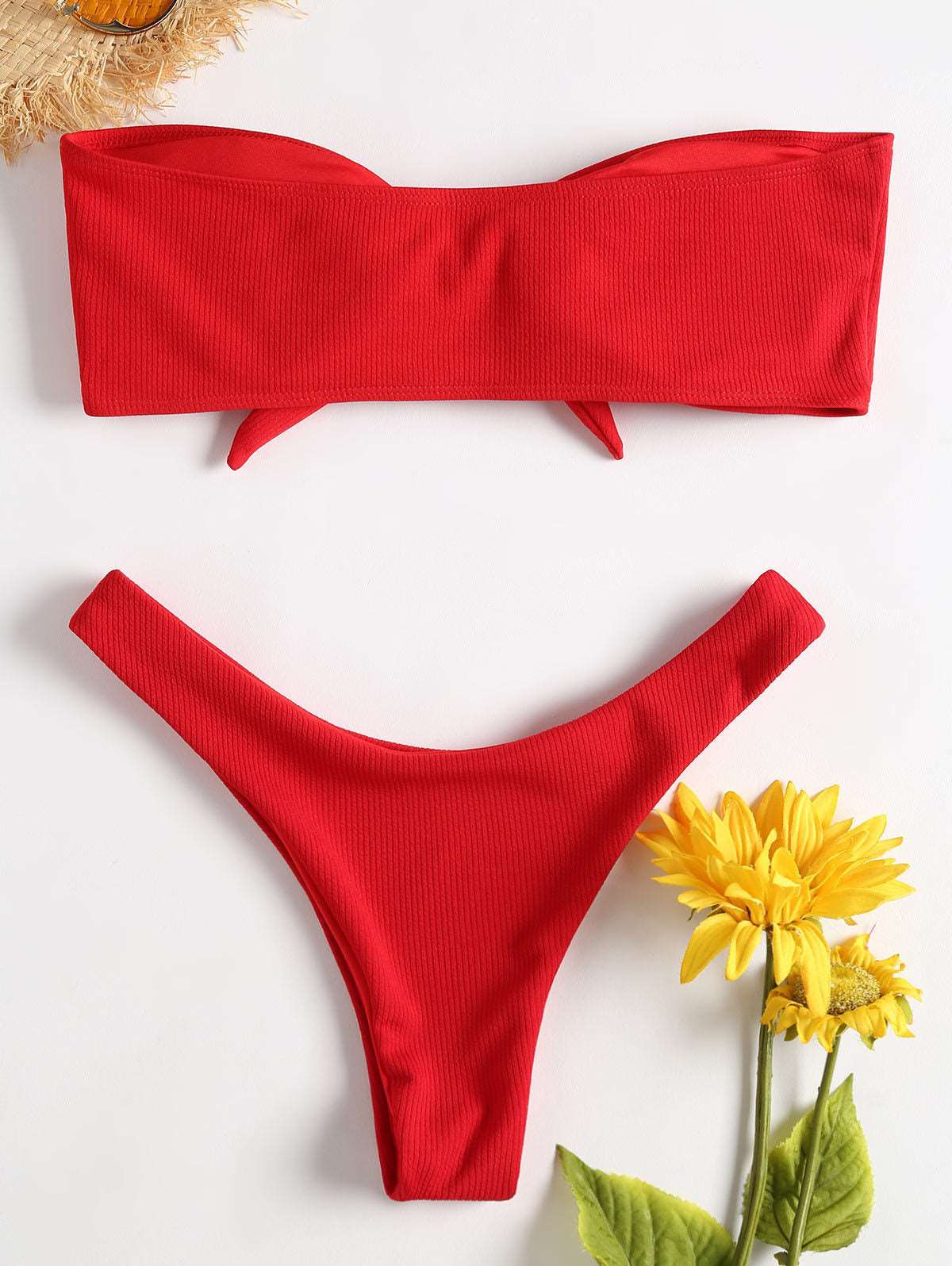2023 Women's Sexy Tube Top Bow Split Bikini Swimsuit Swim trunks Swimming Suit For Women Biquini Traje De Bano Pants Bikini Badeanzug