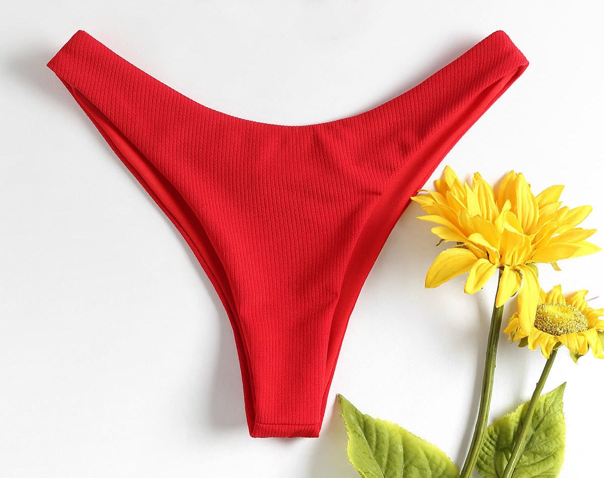 2023 Women's Sexy Tube Top Bow Split Bikini Swimsuit Swim trunks Swimming Suit For Women Biquini Traje De Bano Pants Bikini Badeanzug 01 Red Bottom