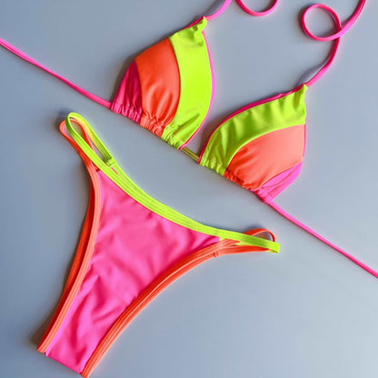 2023 new bikini color matching split swimsuit beach sexy swimwear swimming suit for women tankini swim wear ZY72004