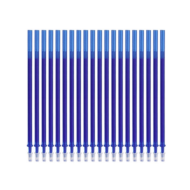 20Pcs/Set Color Erasable Gel Pen Refill Rods 0.5mm Colorful Ink Washable Handle Magic Erasable Pens For School Doodle Stationery 20pcs blue Refills