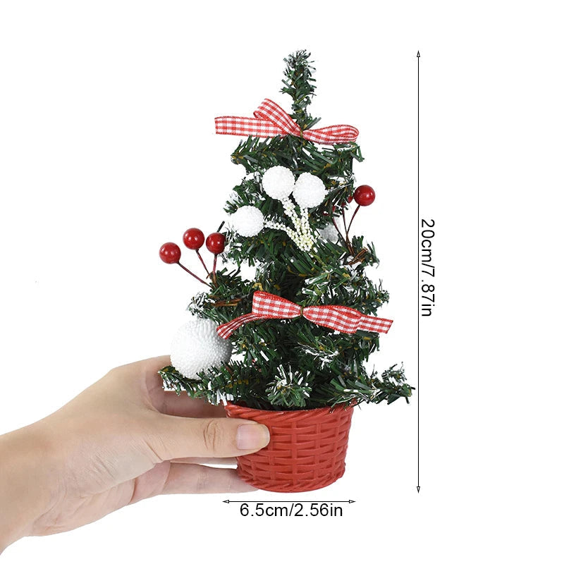 20cm Artificial Christmas Tree Decoration Home Desktop Ornament Small Tree Christmas Festival Party Decor New Year Gift