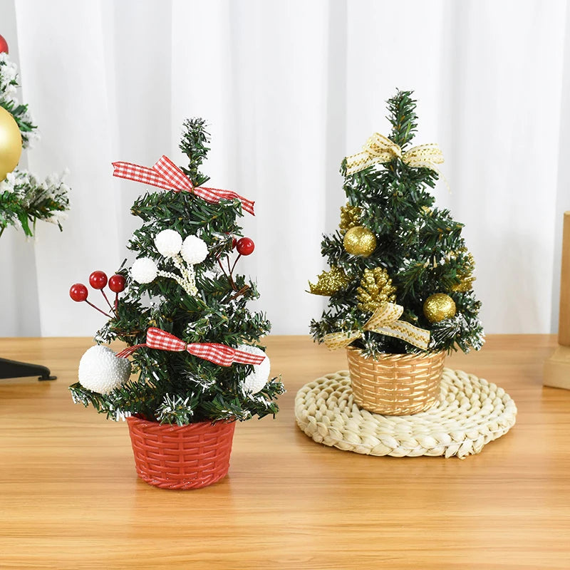 20cm Artificial Christmas Tree Decoration Home Desktop Ornament Small Tree Christmas Festival Party Decor New Year Gift