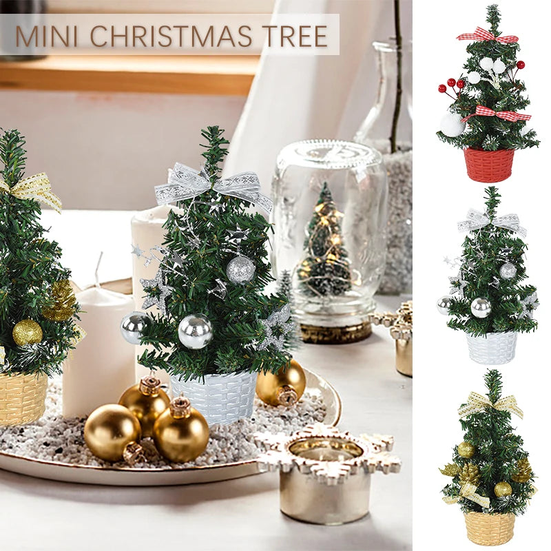 20cm Artificial Christmas Tree Decoration Home Desktop Ornament Small Tree Christmas Festival Party Decor New Year Gift