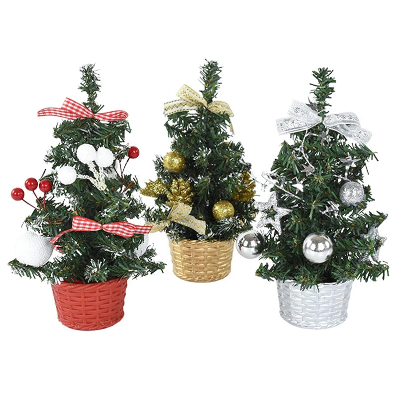 20cm Artificial Christmas Tree Decoration Home Desktop Ornament Small Tree Christmas Festival Party Decor New Year Gift