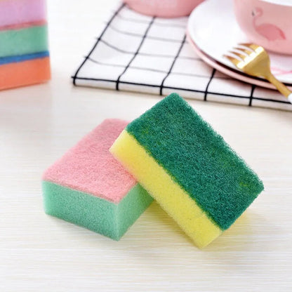 20pcs Cleaning Sponge Scouring Pads Kitchen Dishwashing Cleaning Sponge Double Sided Dishes Pot Wipe Cloth Kitchen Cleaning Tool