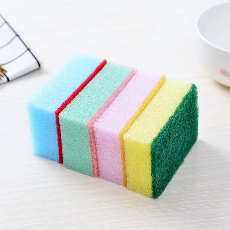 20pcs Cleaning Sponge Scouring Pads Kitchen Dishwashing Cleaning Sponge Double Sided Dishes Pot Wipe Cloth Kitchen Cleaning Tool