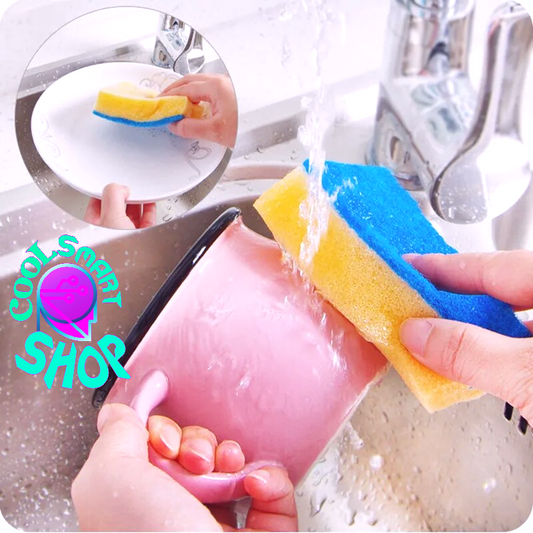 20pcs Cleaning Sponge Scouring Pads Kitchen Dishwashing Cleaning Sponge Double Sided Dishes Pot Wipe Cloth Kitchen Cleaning Tool