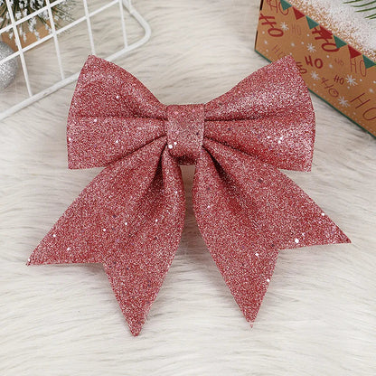 21CM Red Glitter Christmas Bows Xmas Tree Hanging Ornaments Topper Christmas Decorations for Home Navidad New Year Gift