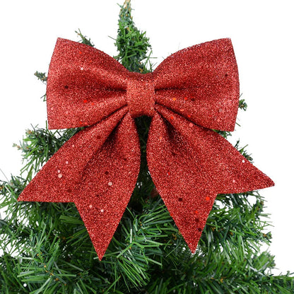 21CM Red Glitter Christmas Bows Xmas Tree Hanging Ornaments Topper Christmas Decorations for Home Navidad New Year Gift