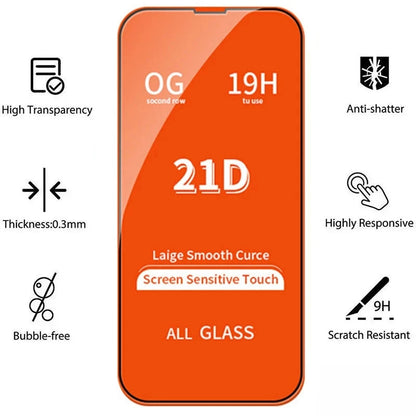 21D Tempered Glass for iPhone 13 11 14 Pro Max 12 Mini 8 7 Plus Screen Protector for IPhone 13 PRO XS MAX X XR Full Cover Glass