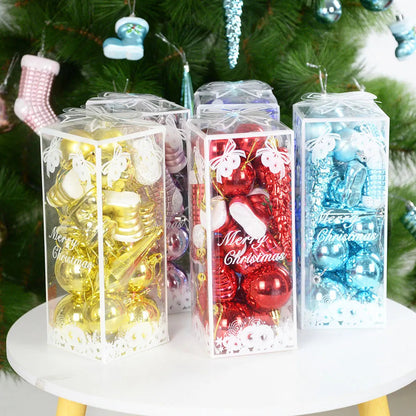 21Pcs/box Christmas Ball Ornaments Xmas Tree Hanging Ice Pendants Christmas Decorations For Home Navidad New Year Gift Noel