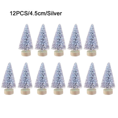 24-12 Piece Mini Christmas Tree Sisal Silk Cedar Table Top Decoration Small Christmas Tree Mini Tree Window DIY Decorations