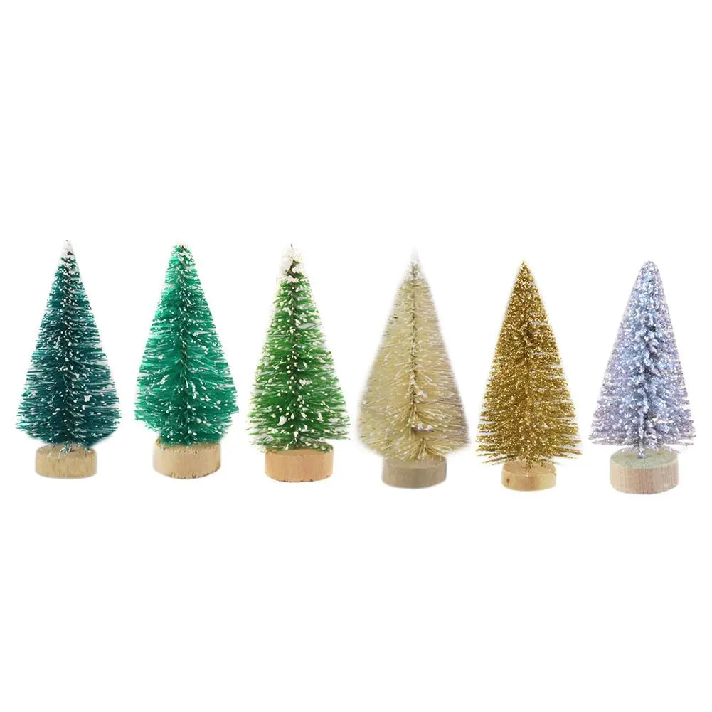 24-12 Piece Mini Christmas Tree Sisal Silk Cedar Table Top Decoration Small Christmas Tree Mini Tree Window DIY Decorations