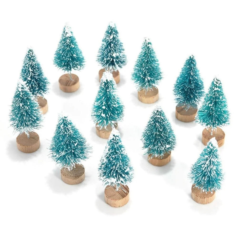 24-12 Piece Mini Christmas Tree Sisal Silk Cedar Table Top Decoration Small Christmas Tree Mini Tree Window DIY Decorations