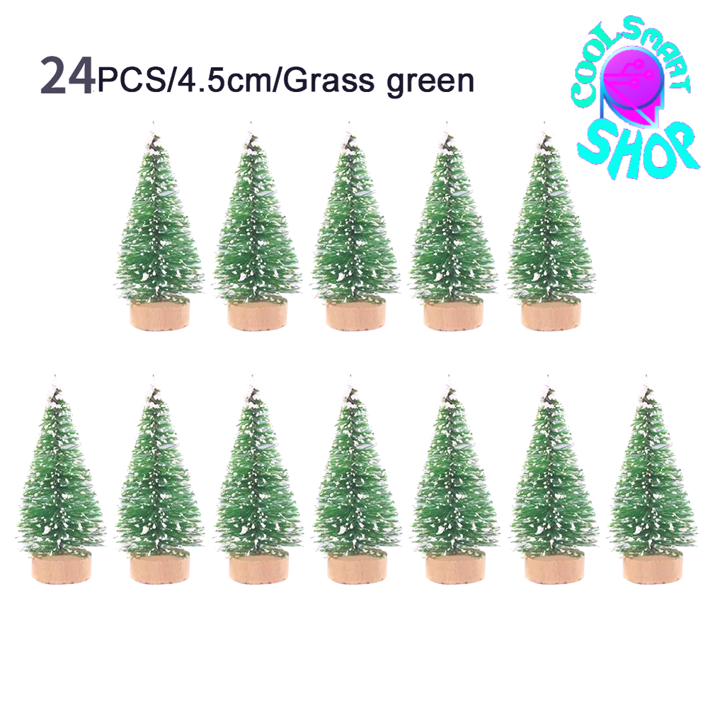 24-12 Piece Mini Christmas Tree Sisal Silk Cedar Table Top Decoration Small Christmas Tree Mini Tree Window DIY Decorations