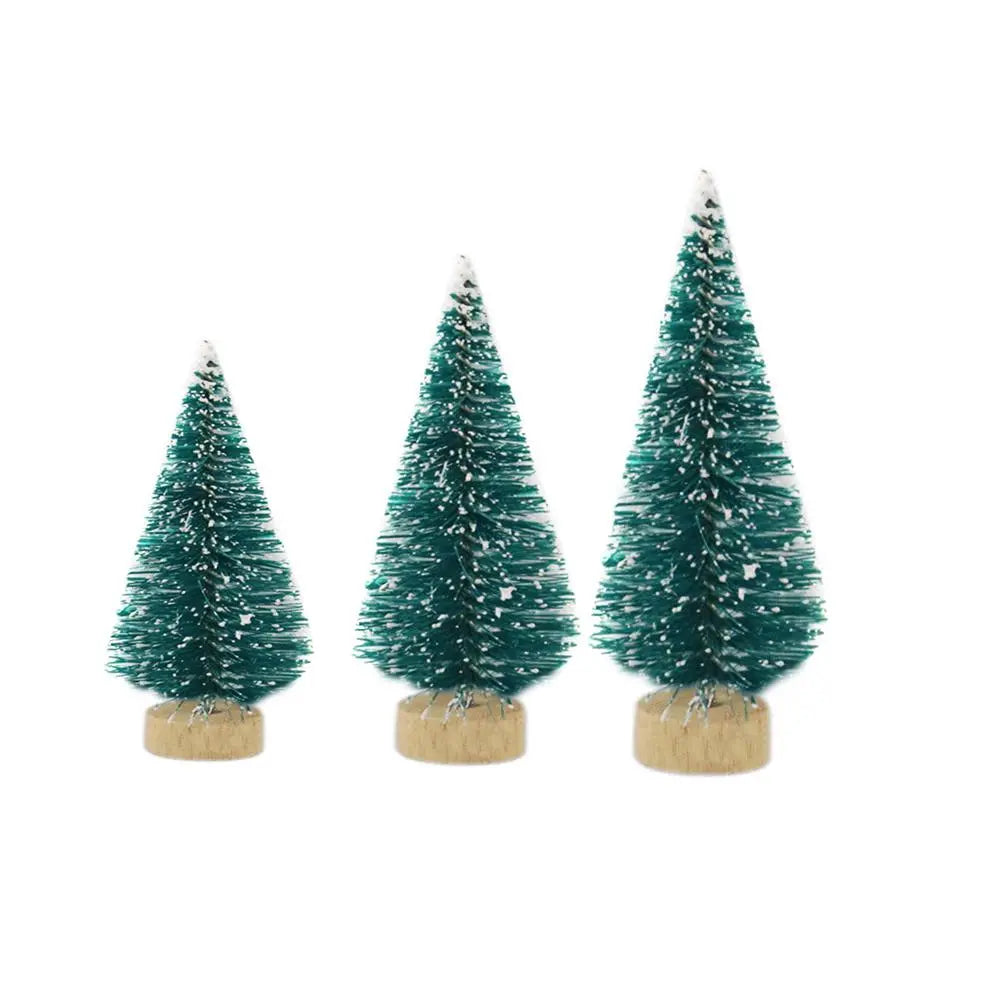 24-12 Piece Mini Christmas Tree Sisal Silk Cedar Table Top Decoration Small Christmas Tree Mini Tree Window DIY Decorations