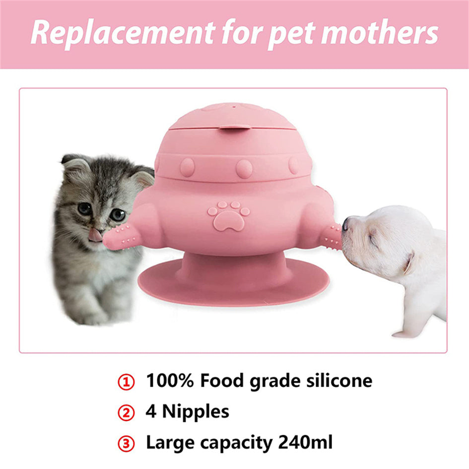 240ml Puppy Feeder with 4 Teats Puppy Bottles for Nursing Silicone Puppies Milk Feeder for Kittens Puppies Rabbits Cat Dog Bowls