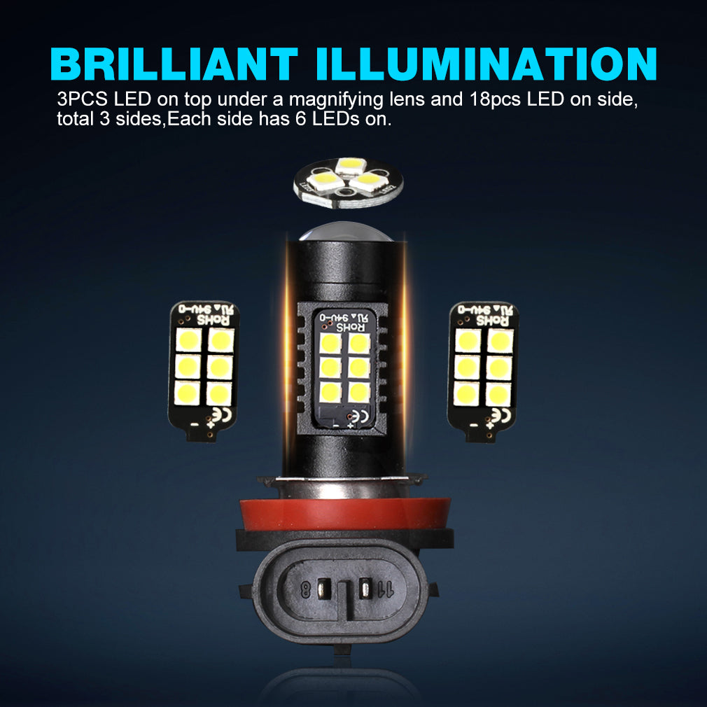 2Pcs H8 H11 Led HB4 9006 HB3 9005 Fog Lights Bulb 3030SMD 1200LM 6000K White Car Driving Running Lamp Auto Leds Light 12V 24V