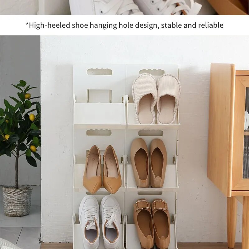 2pcs Nordic ABS Shoe Racks Assembly Dustproof Foldable Vertical Shoe Shelf Simple Household Shoe Storage Organizer Sapateira