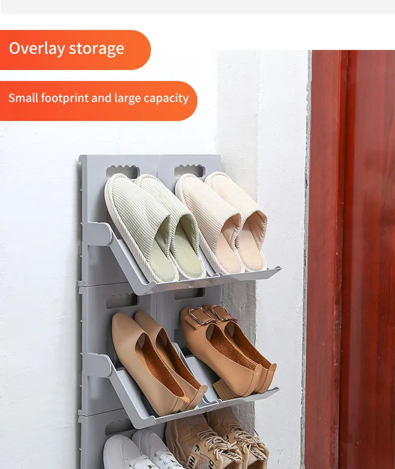 2pcs Nordic ABS Shoe Racks Assembly Dustproof Foldable Vertical Shoe Shelf Simple Household Shoe Storage Organizer Sapateira