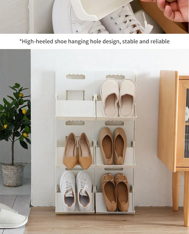 2pcs Nordic ABS Shoe Racks Assembly Dustproof Foldable Vertical Shoe Shelf Simple Household Shoe Storage Organizer Sapateira