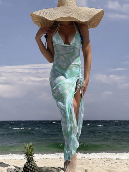 3 Pack Tie Dye Triangle Bikini Set Swimsuit Women Cover Up Swimwear Summer Beach Bathing Suit Bikinis Light Green