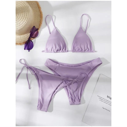 3 Pack Two Bottoms Push Up Bikini Sets Swimsuit For Women Sexy Low And Mid Waist Three Pieces Swimwear 2023 Bathing Suit Purple