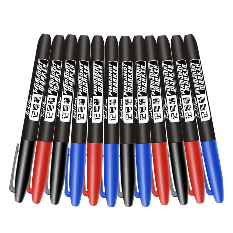 3 pcs/Set Permanent Marker Pen Waterproof Ink Fine Point Black Blue Red Oil Ink 1.5mm Round Toe Fine Color Marker Pens