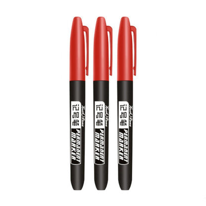 3 pcs/Set Permanent Marker Pen Waterproof Ink Fine Point Black Blue Red Oil Ink 1.5mm Round Toe Fine Color Marker Pens 3 Pcs Red Set