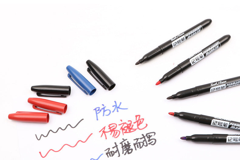 3 pcs/Set Permanent Marker Pen Waterproof Ink Fine Point Black Blue Red Oil Ink 1.5mm Round Toe Fine Color Marker Pens