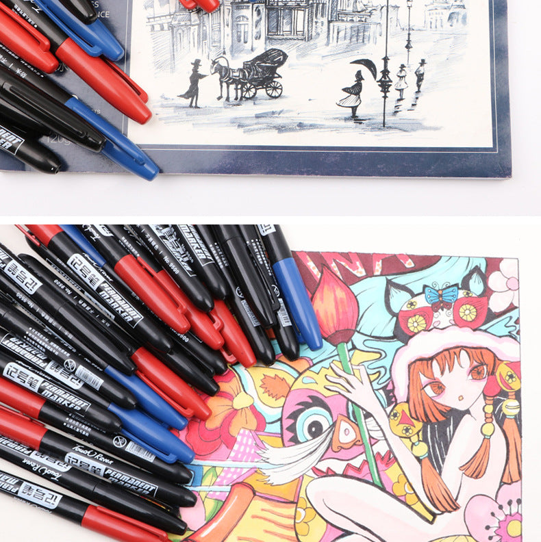 3 pcs/Set Permanent Marker Pen Waterproof Ink Fine Point Black Blue Red Oil Ink 1.5mm Round Toe Fine Color Marker Pens